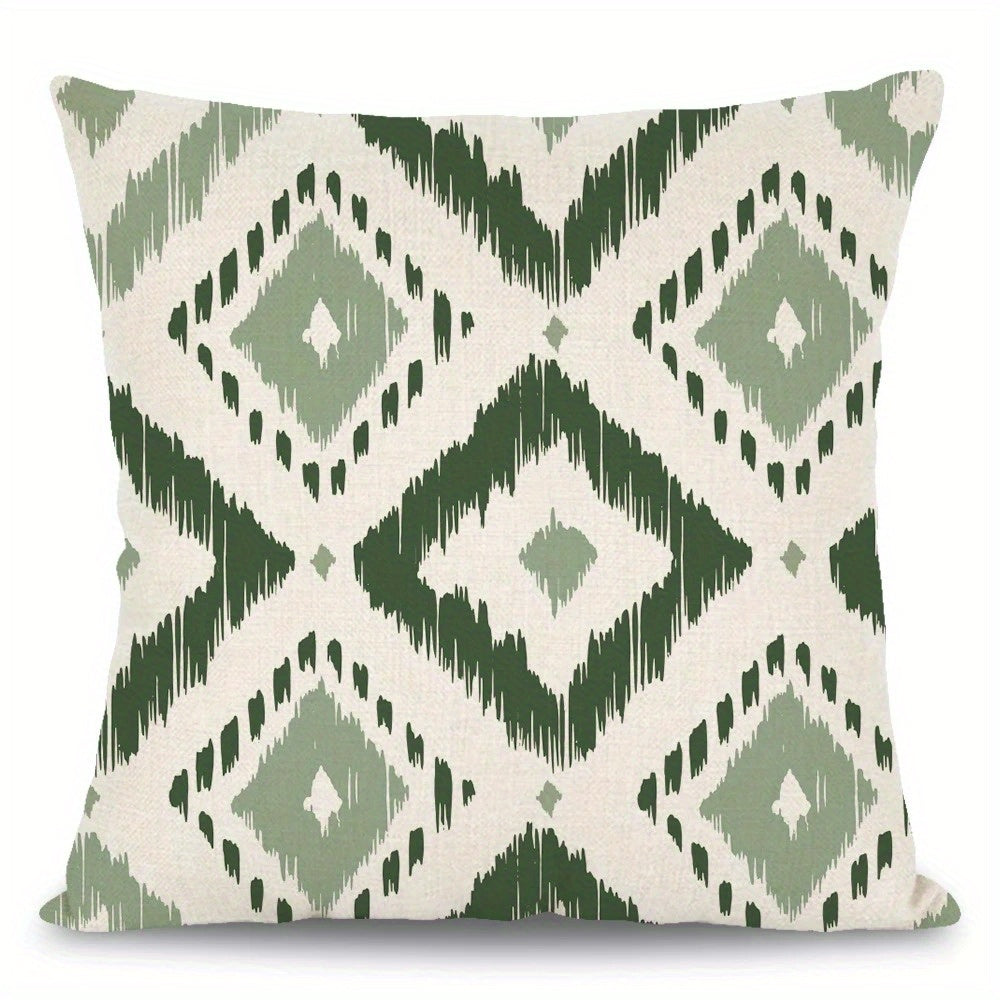 4er-Set Kissenbezüge „Salbei & Shapes“ – Modern Nordic Sofa-Dekoration mit Blumen, Geometrie & „Home Sweet Home“ - in vier Größen