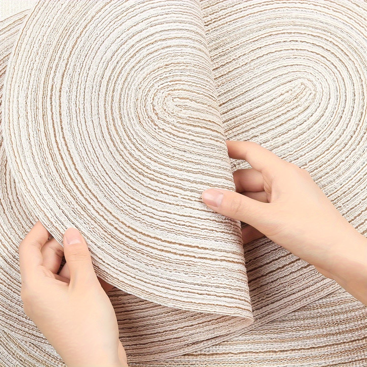 4 oder 6 teiliges Set Boho Platzset / Tischset in beige „Beige Elegance“ – Abwaschbare gewebte Rechteckmatten mit 45×30 cm, Waschbar & Dekorativ, Ideal für Hochzeit, Party & Alltag, 100 % Polyamid