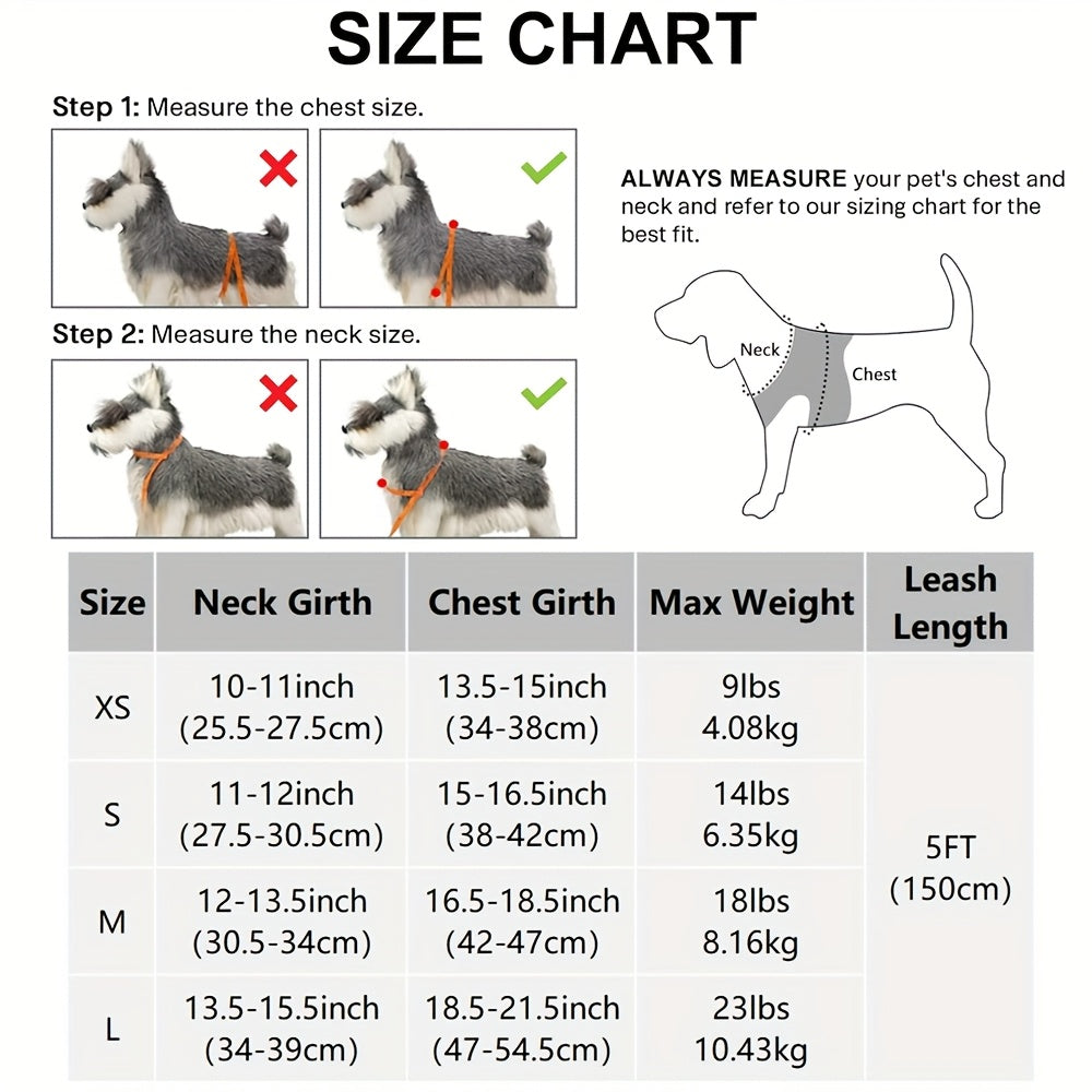 ReflektierendesMesh- Hundegeschirr und Leinen-Set - atmungsaktives Mesh-Weste mit Gepolstertem Nylon-Leine - für kleine bis mittlere Rassen -