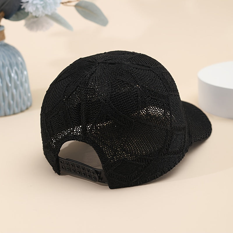 Sommerliche Damen Baseballkappe im tollen Rautenmuster – Glitzer-Look mit Goldfäden - Atmungsaktiv & Einstellbar, in 6 Farben, für Kopfumfang 57–58 cm