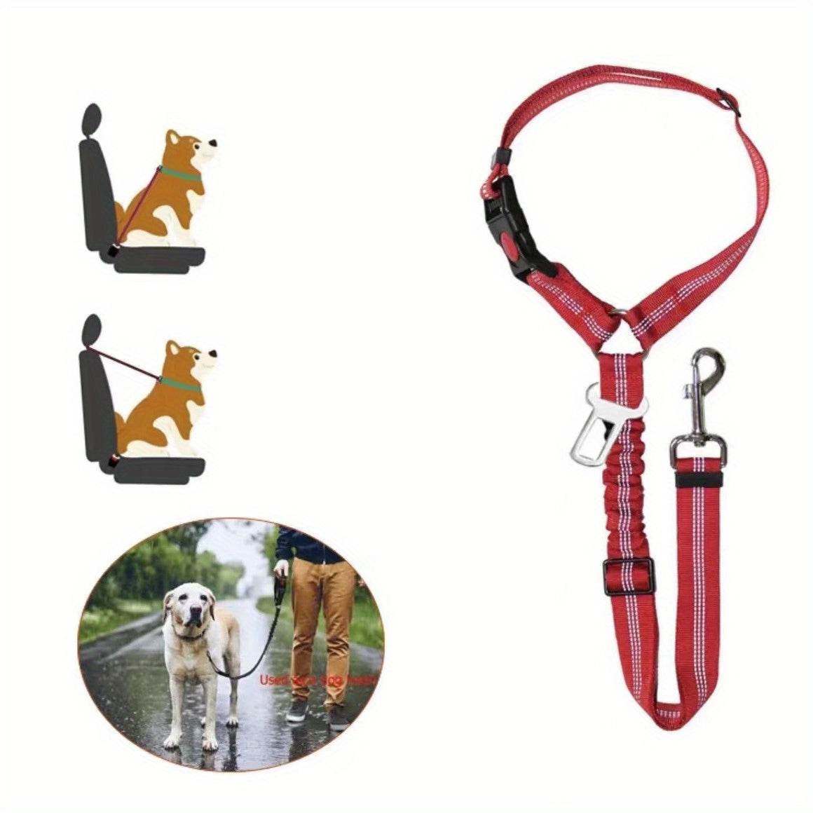 happy-prints.eu - Verstellbarer 2-in-1 Hunde-Autositzgurt & -Geschirr für sichere und komfortable Reisen