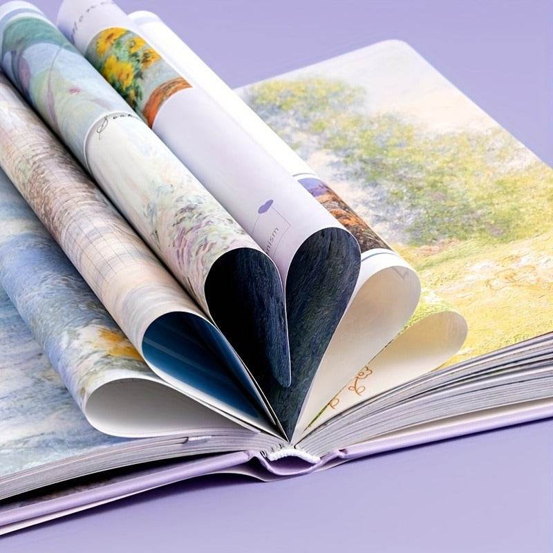 happy-prints.eu - 1 Stück innen Bemaltes Hardcover-Notizbuch, Tagebuch - 13cm x 19cm - mit wunderschönem Motiv für den Sommer - blau, rosa, lila die bezaubern