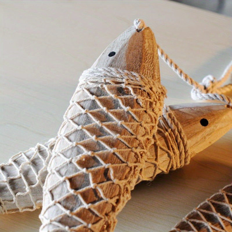 2er-Set hübsche rustikale Holzfische mit 20 cm oder 32 cm – handgeschnitzte maritime Fisch-Deko im Vintage-Stil für Strandhaus, Garten & Boot - in zwei Größen