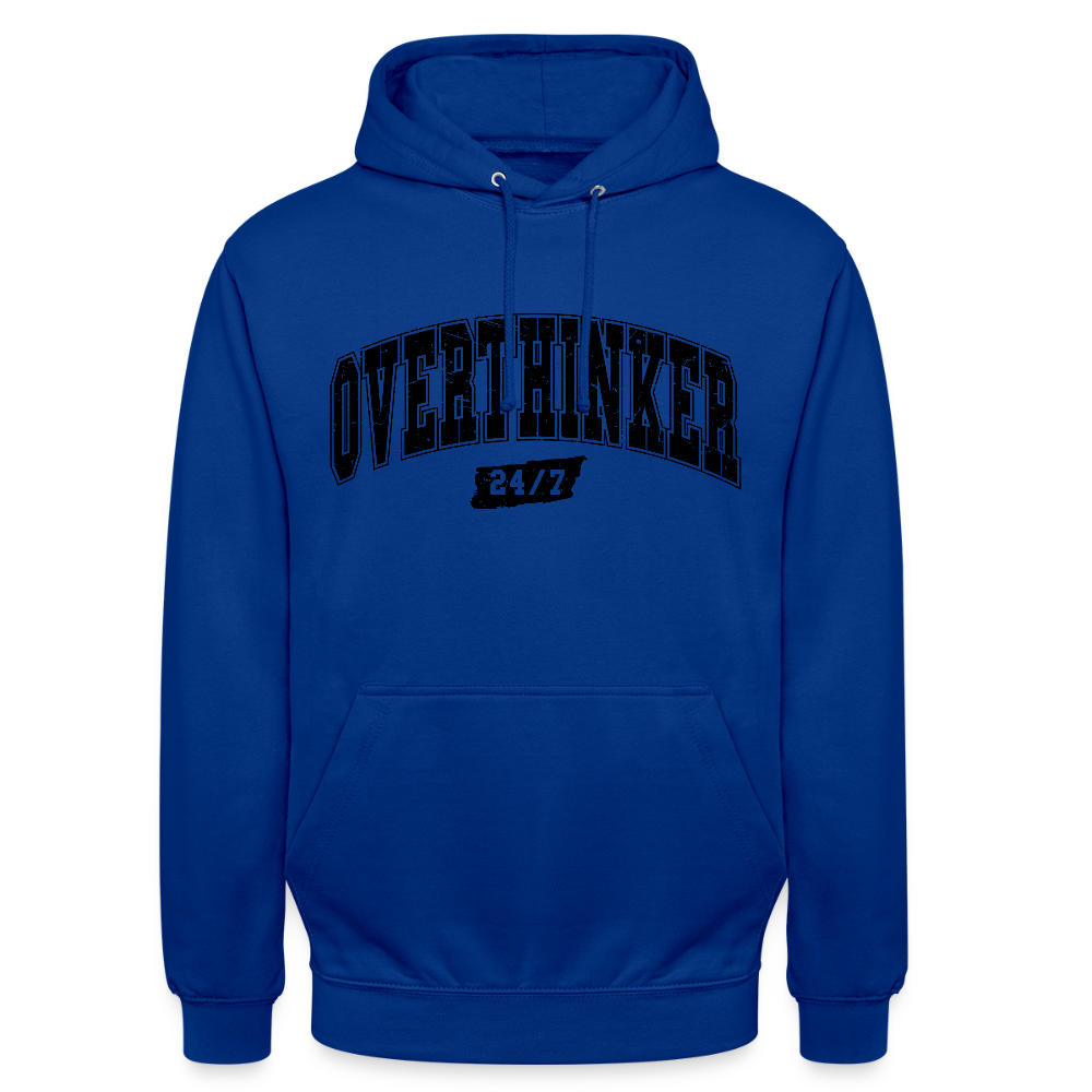 Personalisierter Unisex Hoodie für Damen und Herren mit Spruch "Overthinker" - Motiv und Text anpassbar - viele Größen und Farben - Royalblau