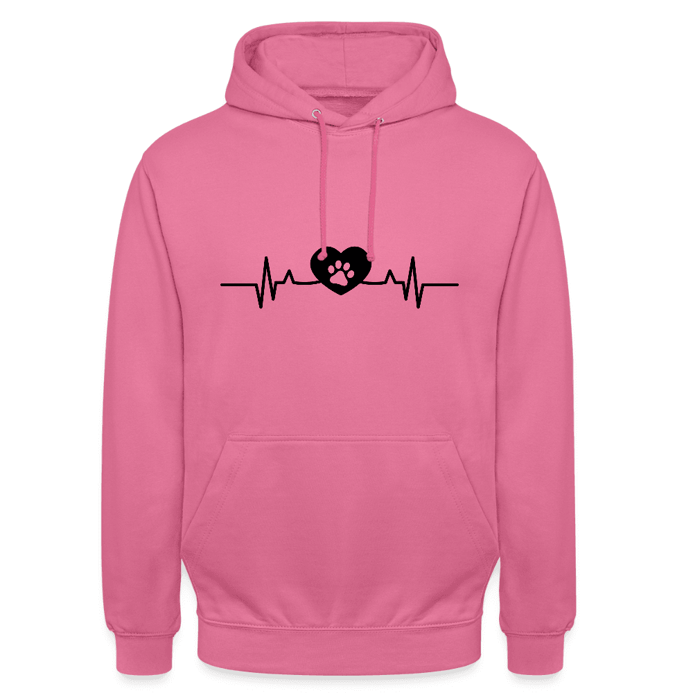 happy-prints.eu - Personalisierter Unisex Hoodie mit Hundepfote in Herz auf Herzschlaglinie - Hearbeat Sweater für Damen und Herren - in vielen Farben und große Größen