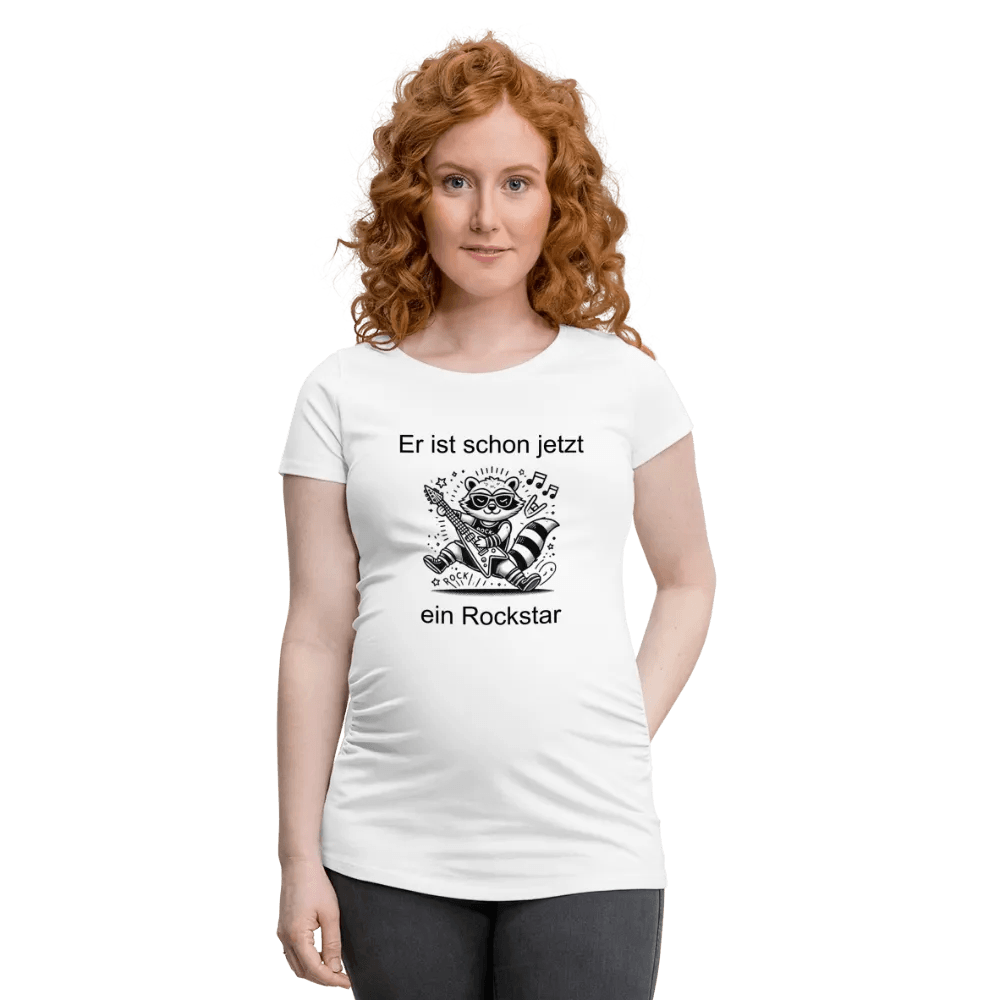 happy-prints.eu - Personalisiertes weißes Schwangerschafts-T-Shirt für Frauen mit lustigem Spruch - Print Shirts für werdende Mama - Motiv und Text individualisierbar - auch in großen Größen für jede Mutter