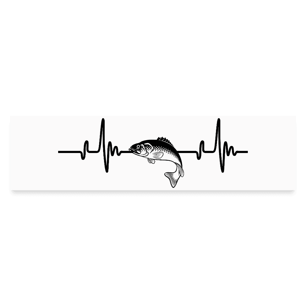 happy-prints.eu - Personalisierter Auto-Aufkleber mit Fisch auf Herzschlag Linie - Heartbeat mit Tiere - Text und Motiv kann easy verändert werden