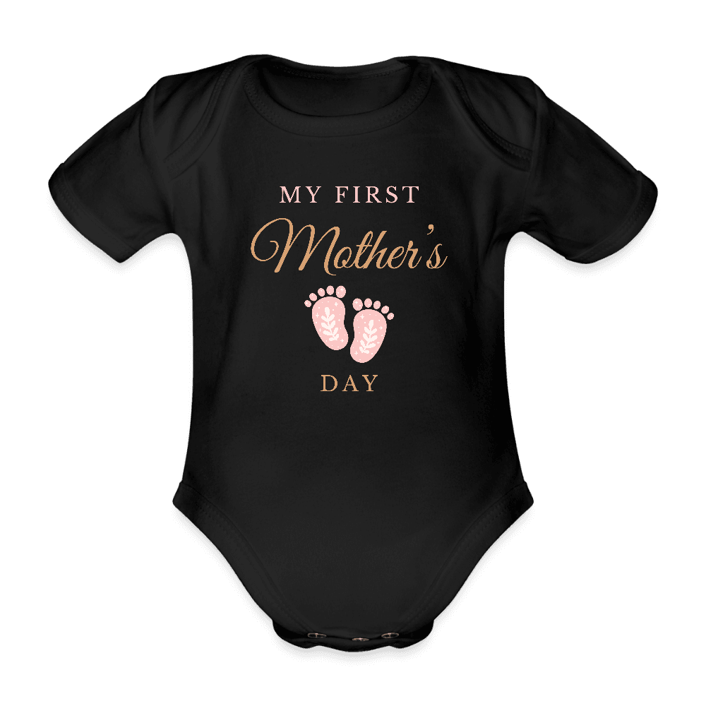 happy-prints.eu - Personalisierter Baby Bio-Kurzarm-Body für Mädchen in rosa - My first Mothers Day - in vielen Farben und Größen - Motiv und Text easy anpassbar