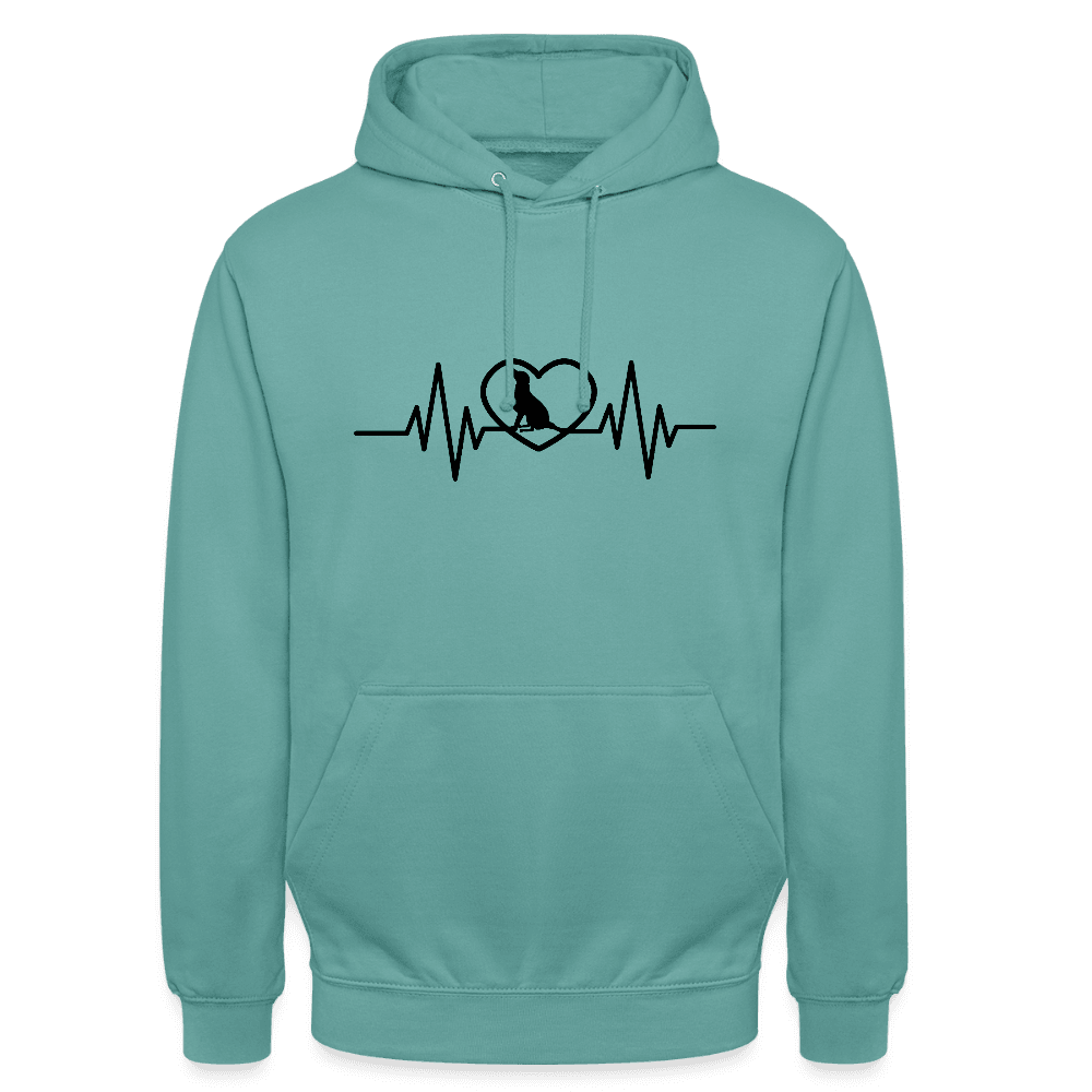 happy-prints.eu - Personalisierbarer Unisex Hoodie mit Herzlinie und Hund in Herz - viele Größen und Farben für Männer und Frauen