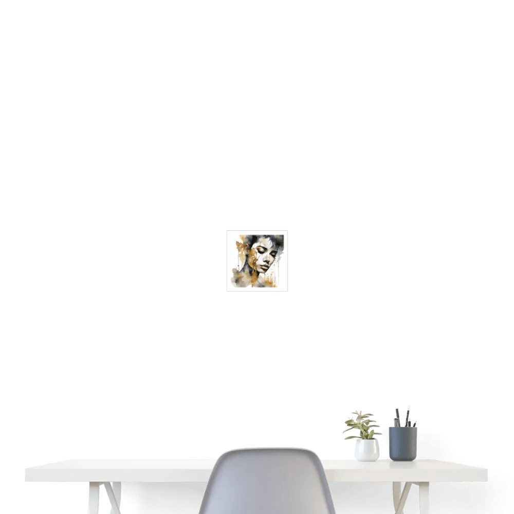 happy-prints.eu - Personalisiertes Poster mit abstrakter Frau in schwarz gold auf weiß - 20x20 cm - Motiv, Bild, Text und Produkt einfach änderbar