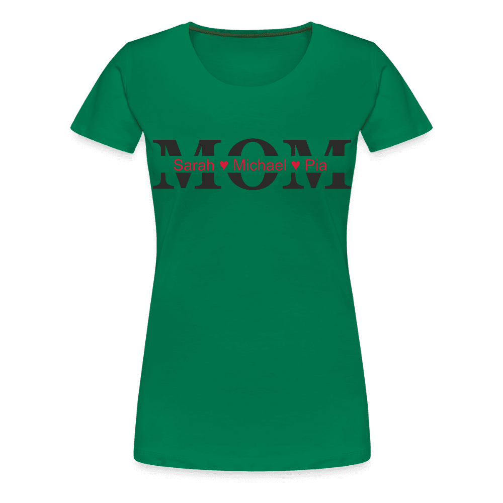 happy-prints.eu - Personalisiertes Frauen Premium T-Shirt mit MOM und Namen der Kinder und Herz - Motiv und Text adaptierbar