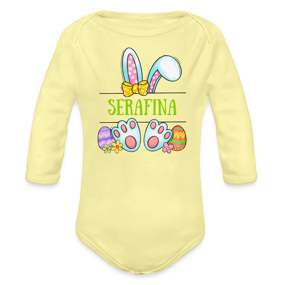 happy-prints.eu - Personalisierter Baby Bio-Langarm-Body mit Oster Motiv für Mädchen - süßer bunter Osterhase mit Name