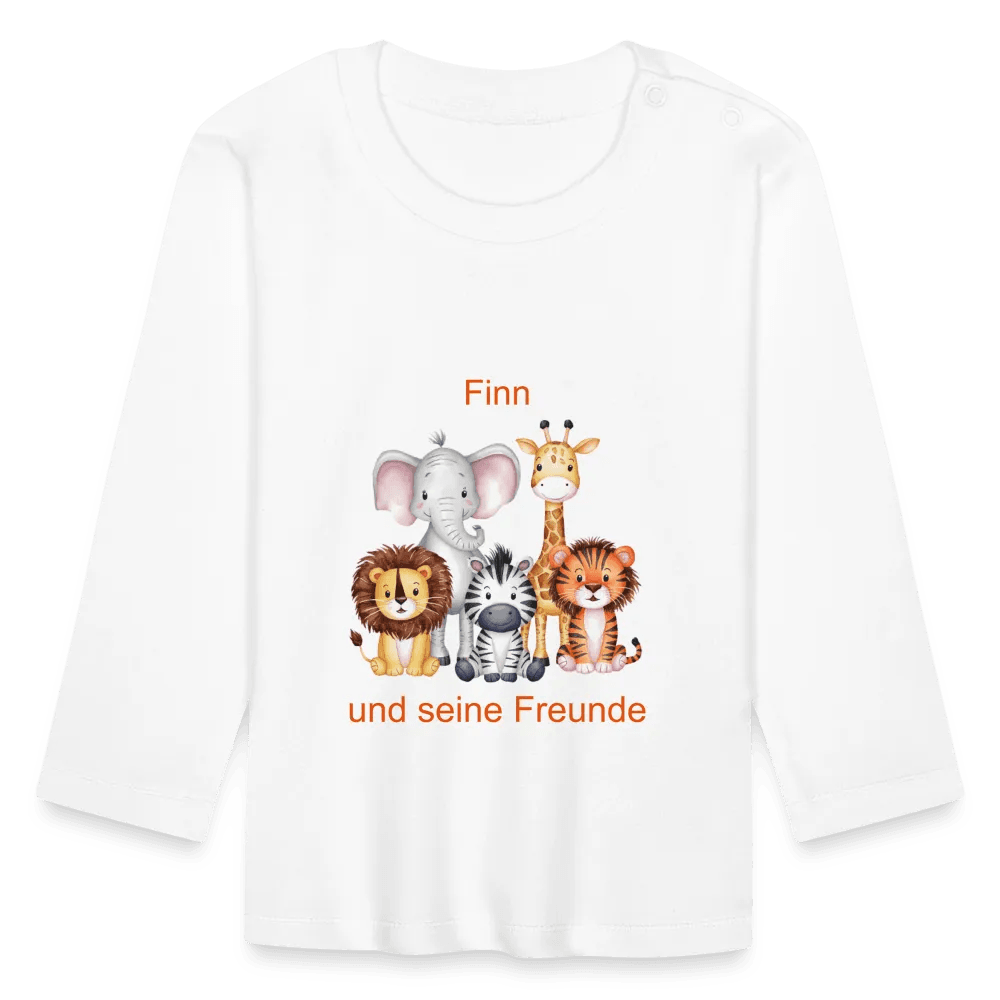 happy-prints.eu - Personalisisertes Baby Langarmshirt mit Namen und Tiere - Safari für Mädchen und Jungen - Name und Text änderbar