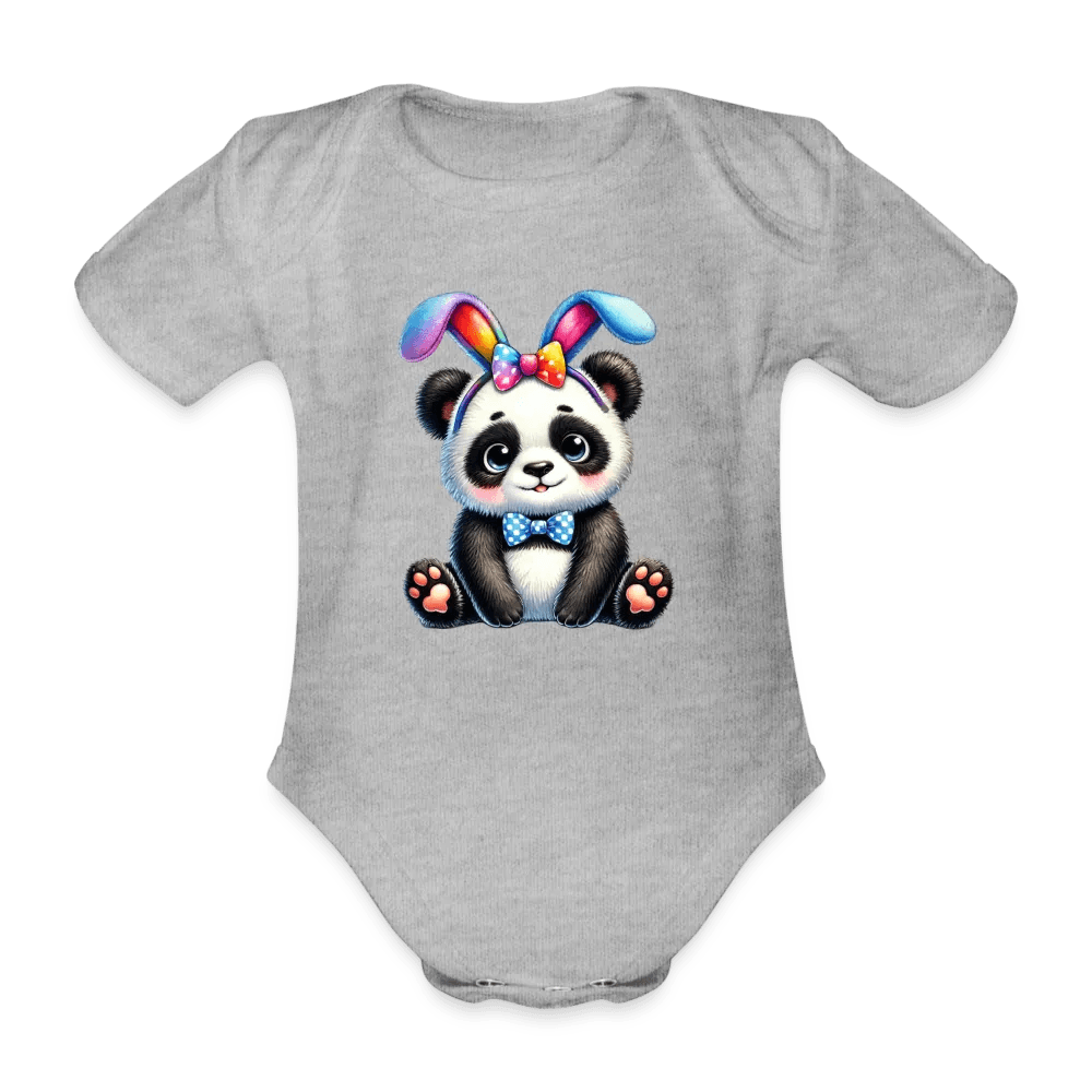 happy-prints.eu - Personalisierter Baby Bio-Kurzarm-Body für Mädchen mit Pandabär und Regenbogen Ohren für Ostern - in vielen Farben und Größen - Motiv und Text individualisierbar