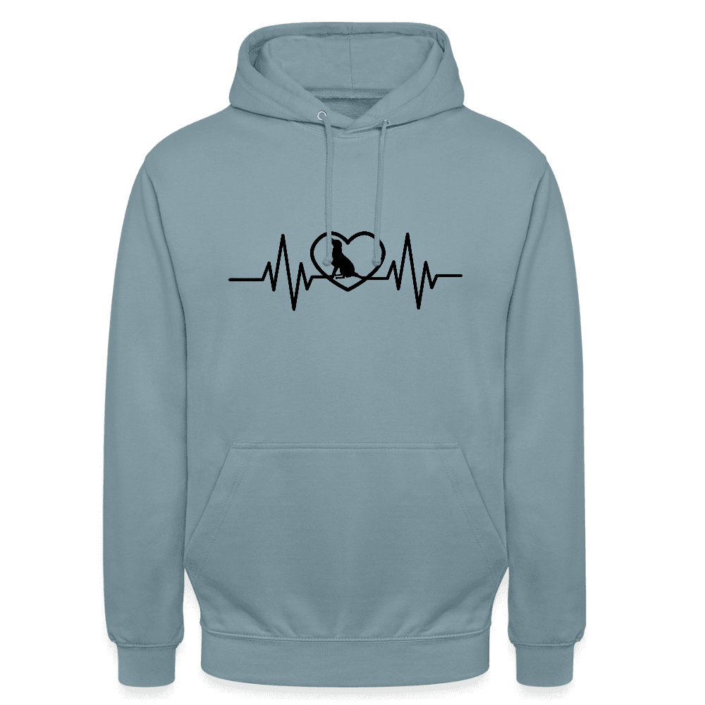 happy-prints.eu - Personalisierbarer Unisex Hoodie mit Herzlinie und Hund in Herz - viele Größen und Farben für Männer und Frauen