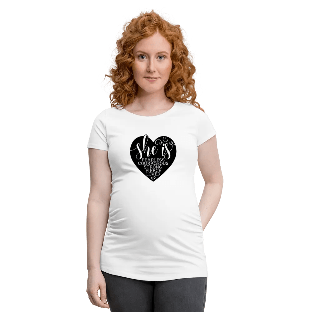 happy-prints.eu - Personalisiertes weißes Schwangerschafts-T-Shirt für Frauen mit Spruch - Print Shirts für werdende Mama - Motiv und Text individualisierbar - auch in großen Größen für jede Mutter
