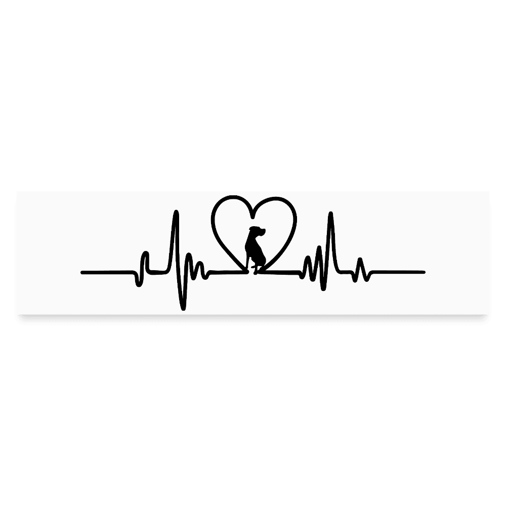 happy-prints.eu - Personalisierter Auto-Aufkleber mit Hund in Herz auf Herzschlag Linie - Heartbeat mit Tiere - Text und Motiv kann easy verändert werden