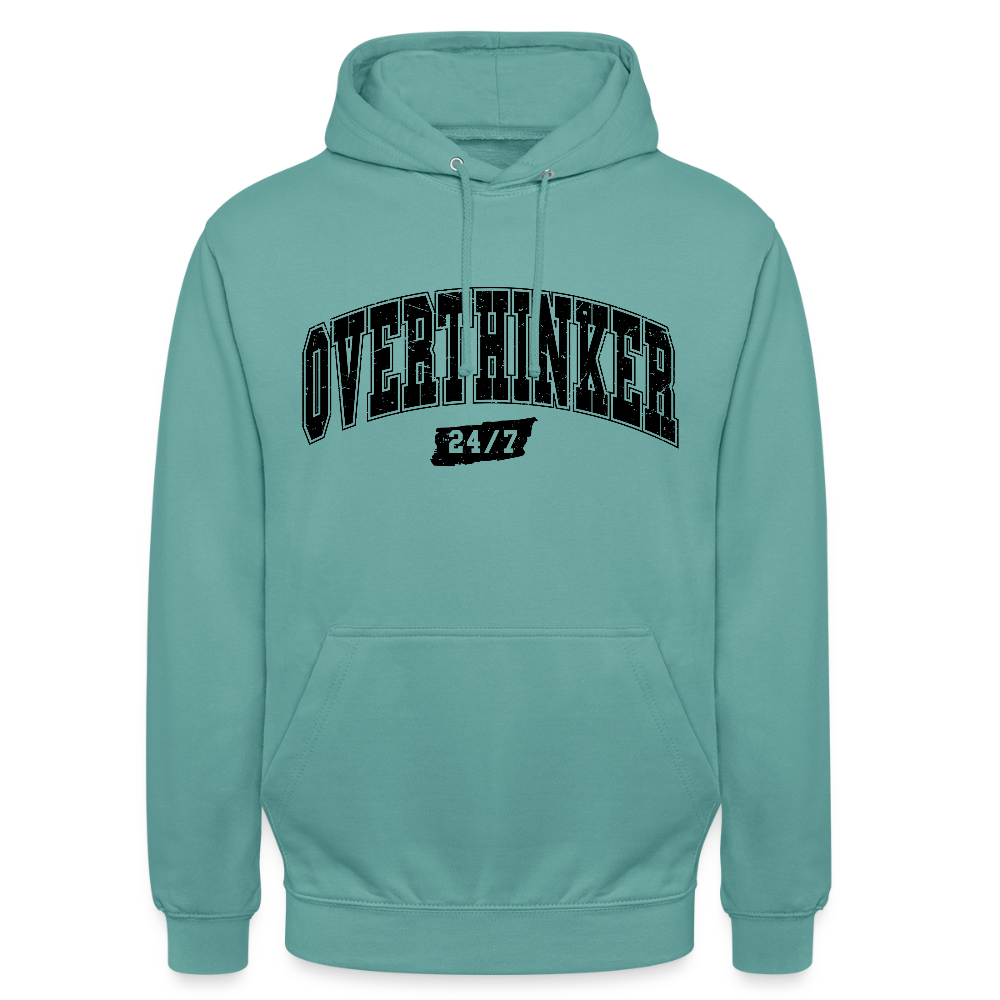 Personalisierter Unisex Hoodie für Damen und Herren mit Spruch "Overthinker" - Motiv und Text anpassbar - viele Größen und Farben - Pastelltürkis
