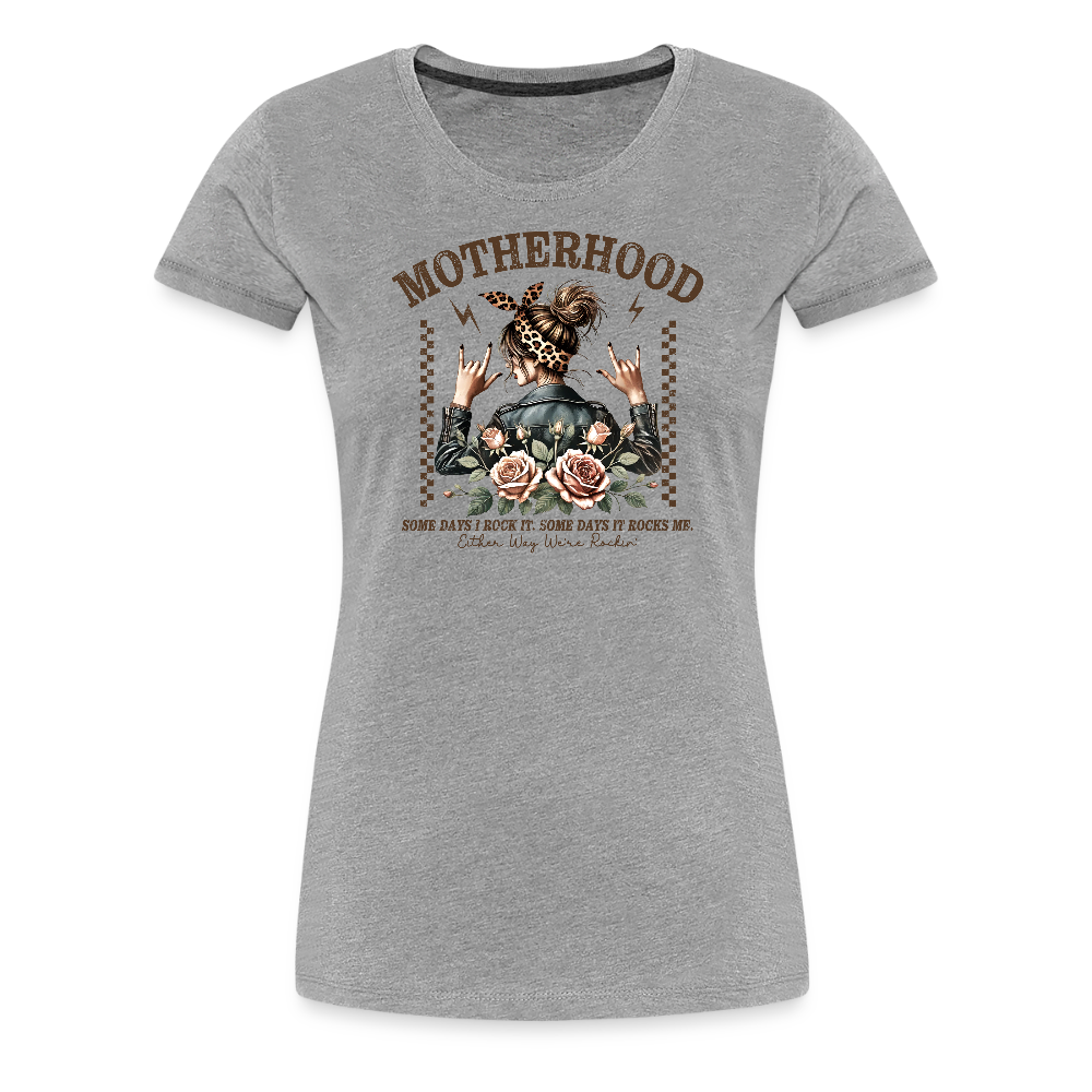 Personalisiertes Frauen Premium T-Shirt mit coolem Motiv "Motherhood" - Shirt kann auch mit eigenem Design bedruckt werden - Grau meliert