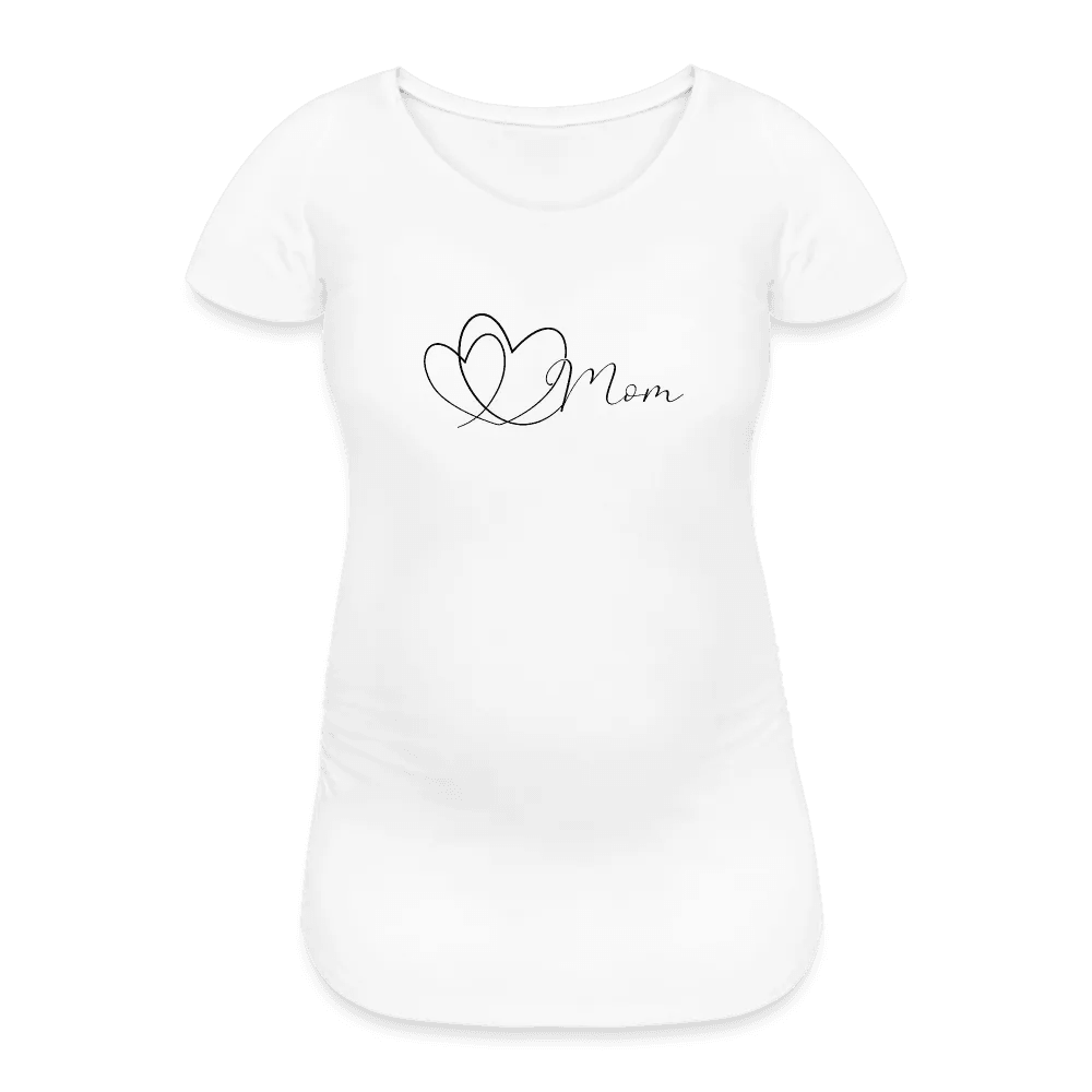 happy-prints.eu - Personalisiertes weißes Schwangerschafts-T-Shirt für Frauen mit Herzen und Mom Spruch - Print Shirts für werdende Mama - Motiv und Text individualisierbar - auch in großen Größen für jede Mutter