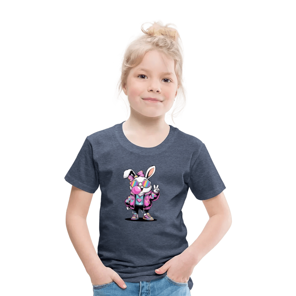 happy-prints.eu - Personalisiertes Frohe Ostern Kinder T-Shirt mit Osterhase mit Sonnenbrille, Masche und Kaugummi - niedlicher Mädchen Bunny - Motiv, Produkt, Text und eigene Bilder easy anpassbar - in vielen Farben und Größen (bis Größe 140 bzw. 8 Jahre)