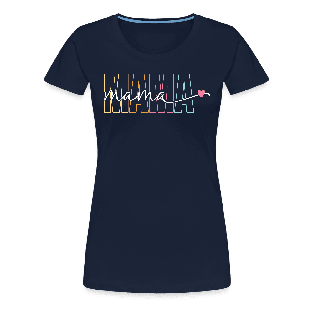 happy-prints.eu - Frauen Premium T-Shirt zum Muttertag - Mama mit Herz - Motiv und Text easy anpassbar