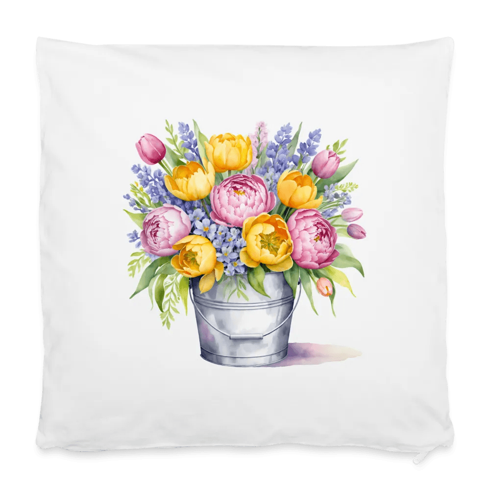 happy-prints.eu - Personalisierter Kissenbezug mit hübschen Frühlingsblumen - 100% Baumwolle - 40 x 40 cm - Motiv änderbar
