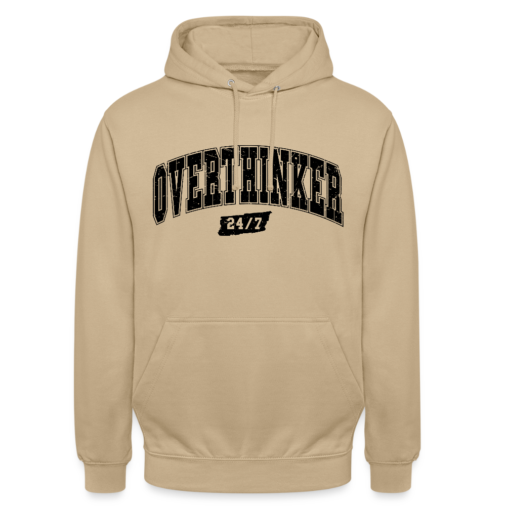 Personalisierter Unisex Hoodie für Damen und Herren mit Spruch "Overthinker" - Motiv und Text anpassbar - viele Größen und Farben - Beige