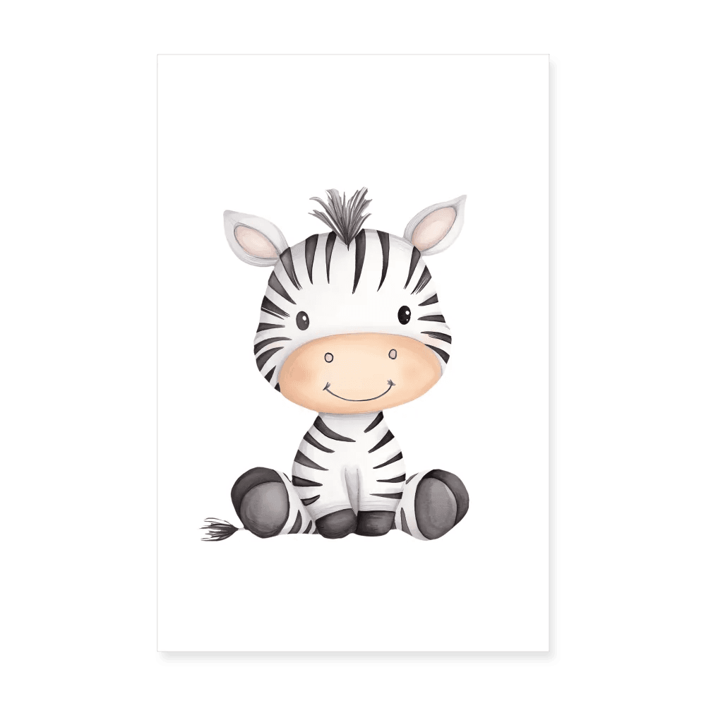 happy-prints.eu - Personalisiertes Poster mit süßem Zebra - 20x30 cm - Mädchen und Jungen Tier Motiv, Bild, Text und Produkt einfach änderbar