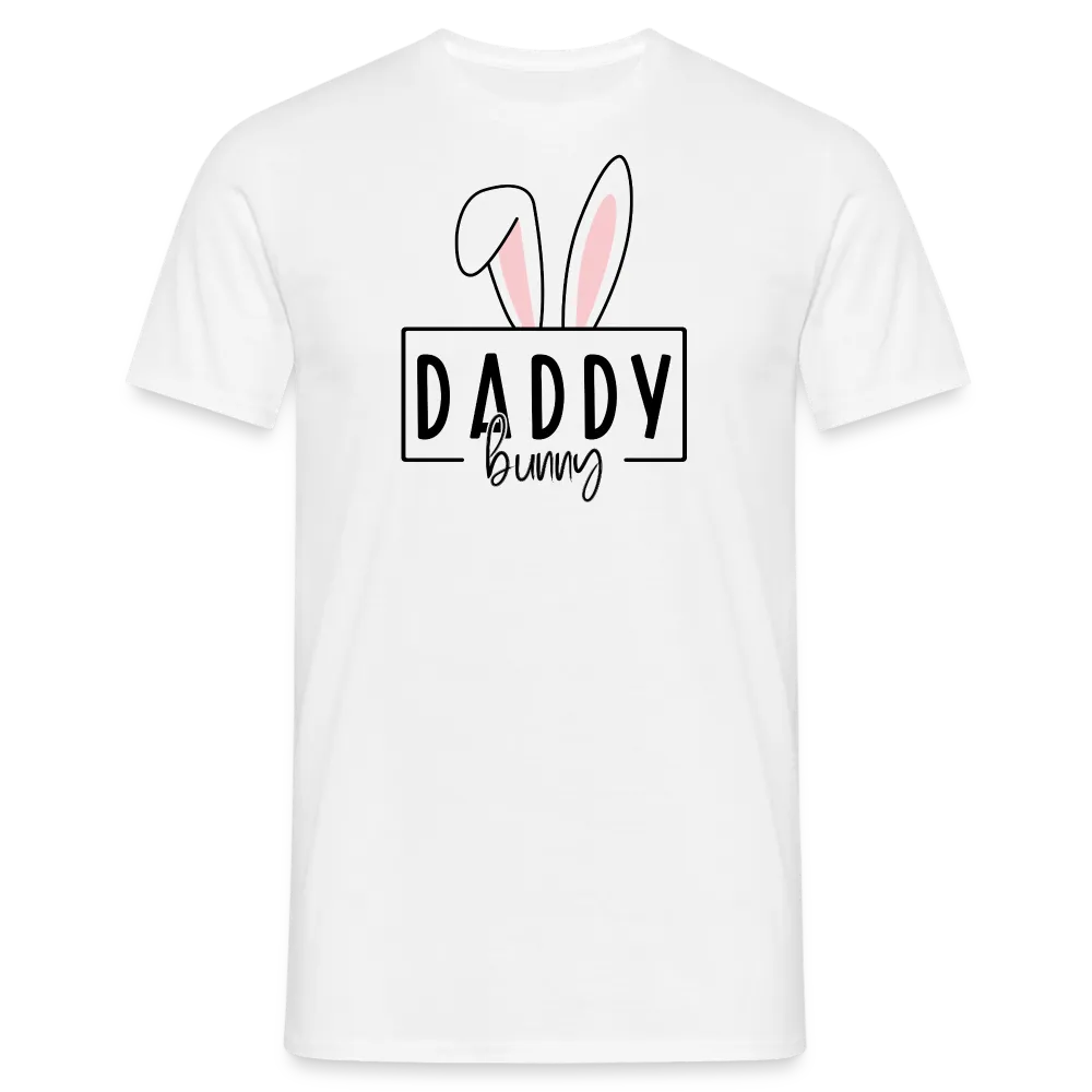 Personalisiertes T-Shirt für Männer mit Osterhasen Ohren und "Daddy Bunny" für Ostern - in vielen Farben - bis Größe 4XL - Motiv und Text individualisierbar - Weiß