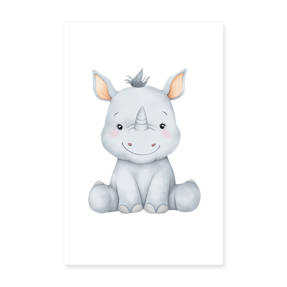 happy-prints.eu - Personalisiertes Poster mit süßem Nashorn für das Kinderzimmer - 20x30 cm - Jungen Tier Motiv, Bild, Text und Produkt einfach änderbar