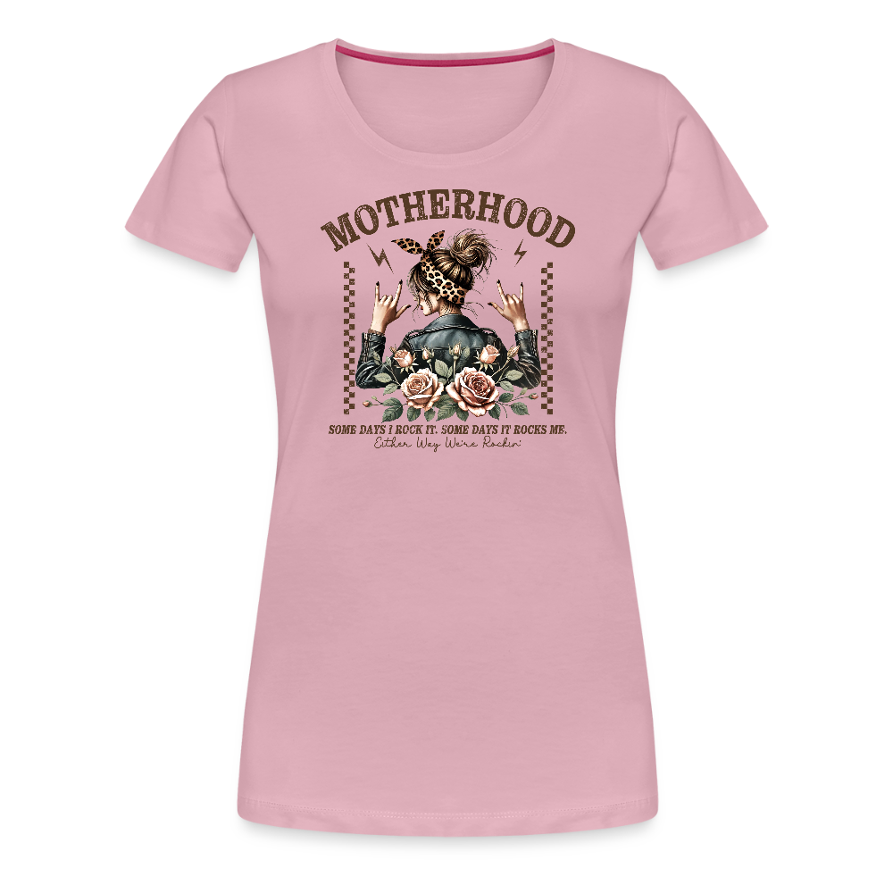 Personalisiertes Frauen Premium T-Shirt mit coolem Motiv "Motherhood" - Shirt kann auch mit eigenem Design bedruckt werden - Hellrosa