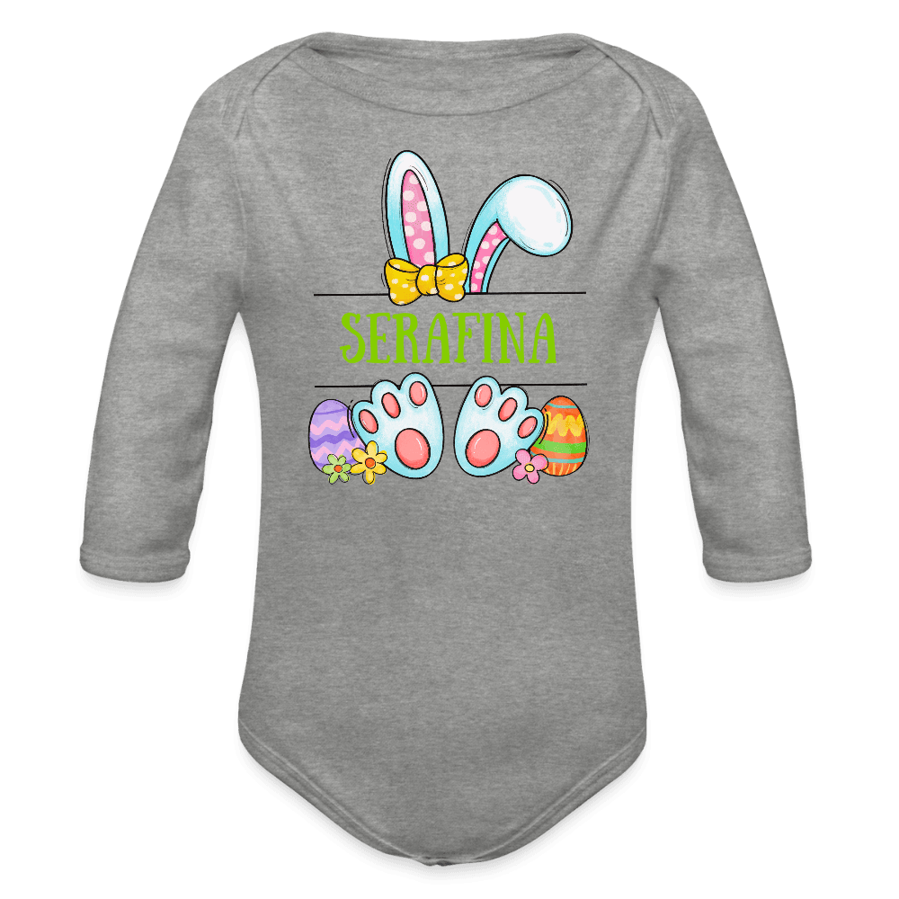 happy-prints.eu - Personalisierter Baby Bio-Langarm-Body mit Oster Motiv für Mädchen - süßer bunter Osterhase mit Name
