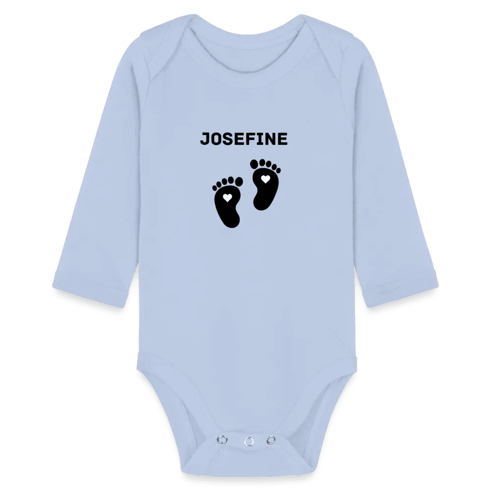 happy-prints.eu - Personalisierter Unisex Baby Bio-Langarm-Body mit variablen Namen - 100% Bio Baumwolle - bis Größe 80 bzw. 12 Monate - in vielen Farben und Größen - Bild, Motiv und Text sind individualisierbar