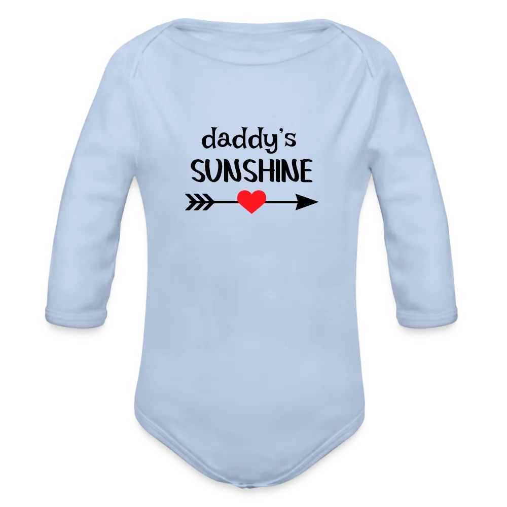 Personalisierter Unisex Baby Bio-Langarm-Body mit Spruch "Daddys sunshine" - 100% Bio Baumwolle - bis Größe 80 bzw. 12 Monate - in vielen Farben und Größen - Bild, Motiv und Text sind individualisierbar - Sky