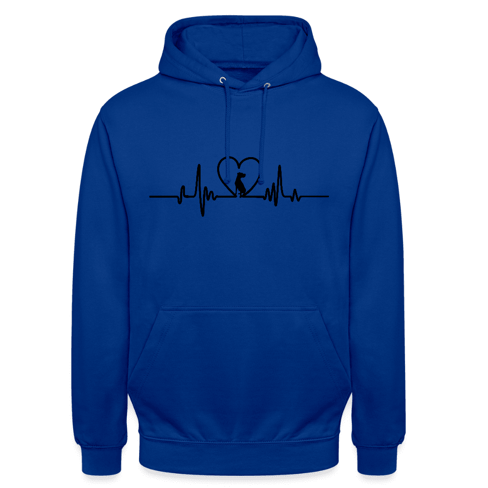 happy-prints.eu - Personalisierter Unisex Hoodie mit Hund in Herz auf Herzlinie - Sweater für Frauen und Männer - viele Farben und Größen - Text und Motiv anpassbar