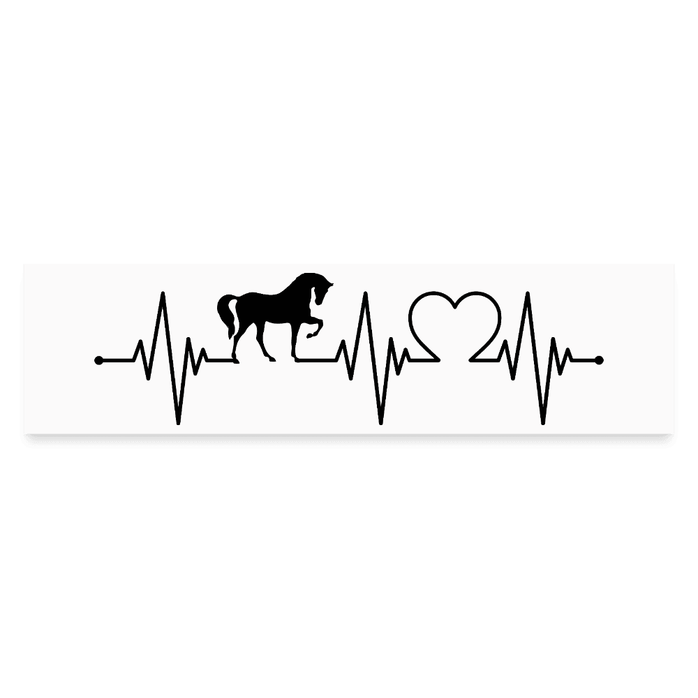 happy-prints.eu - Personalisierter Auto-Aufkleber mit Pferd und Herz auf Herzschlag Linie - Heartbeat mit Tiere - Text und Motiv kann easy verändert werden - tolles Geschenk für Pferdeliebhaber
