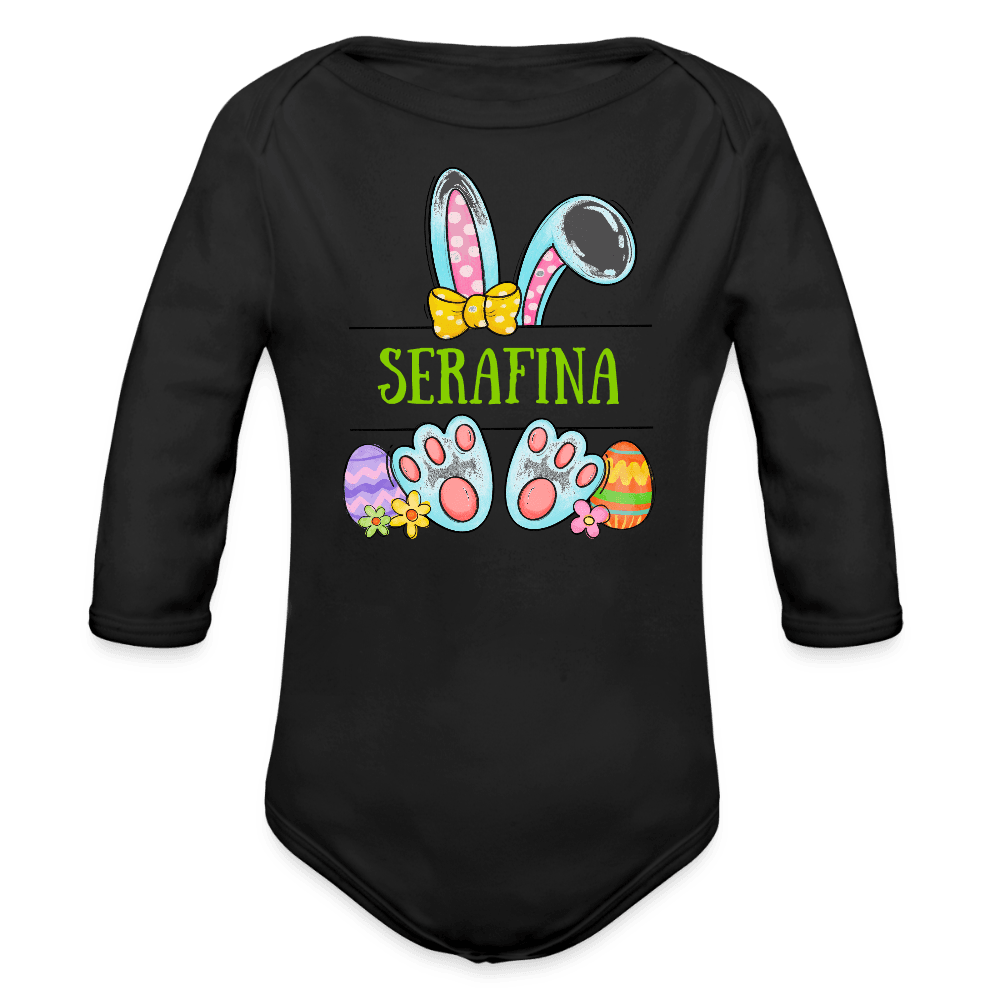 happy-prints.eu - Personalisierter Baby Bio-Langarm-Body mit Oster Motiv für Mädchen - süßer bunter Osterhase mit Name