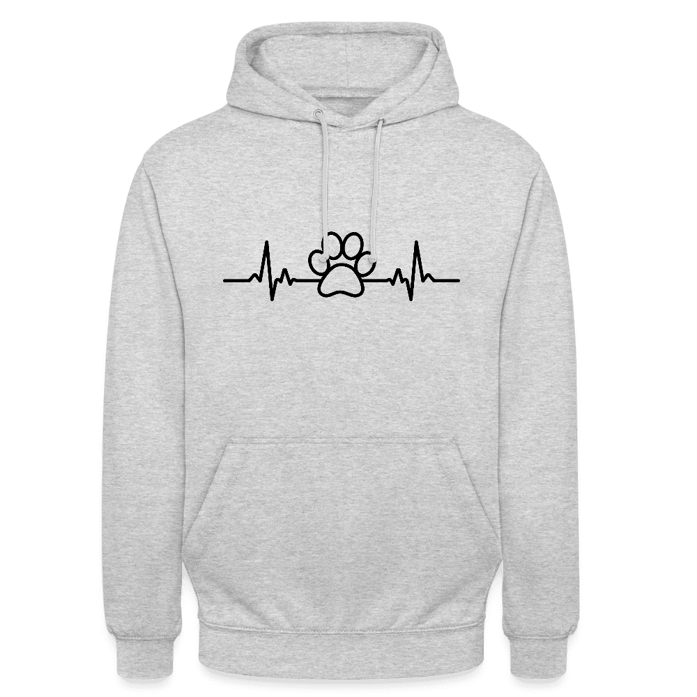 happy-prints.eu - Personalisierter Unisex Hoodie mit Hundepfote und Herzlinie - Heartbeat für Männer und Frauen - in vielen Farben und Größen