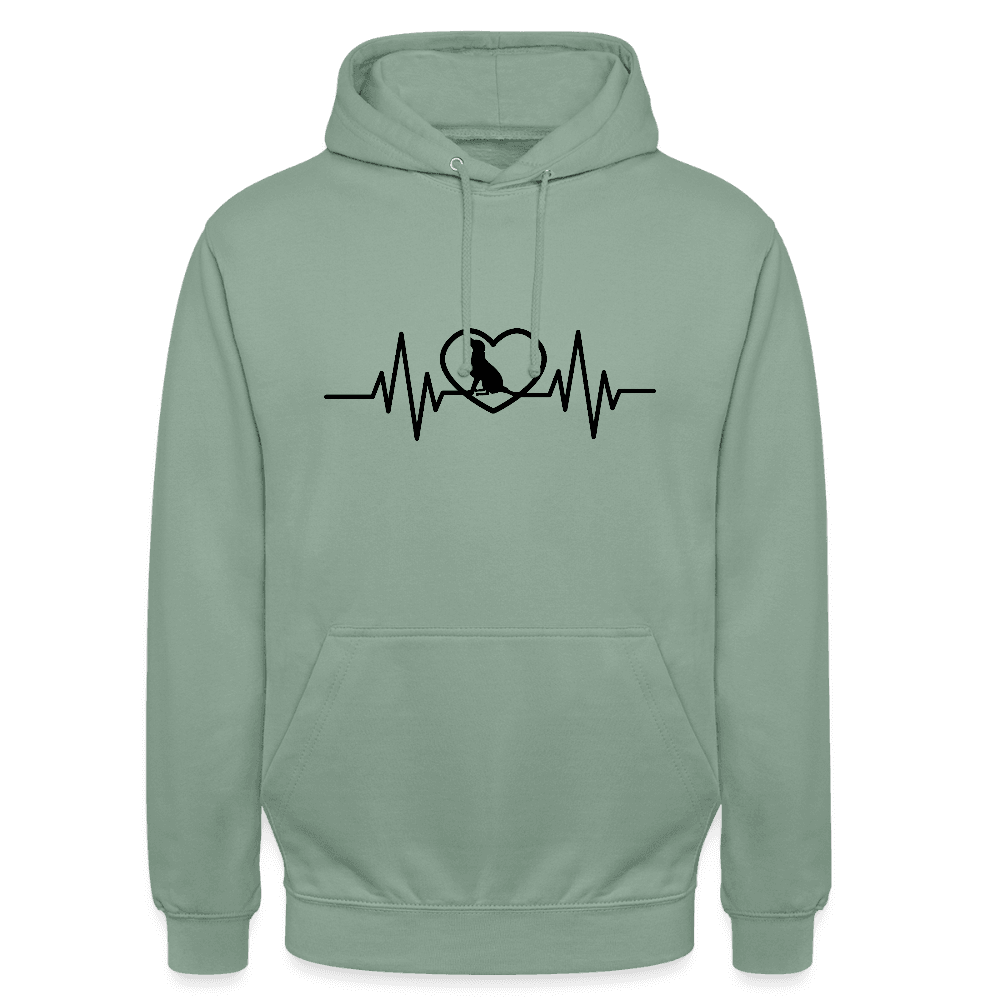 happy-prints.eu - Personalisierbarer Unisex Hoodie mit Herzlinie und Hund in Herz - viele Größen und Farben für Männer und Frauen