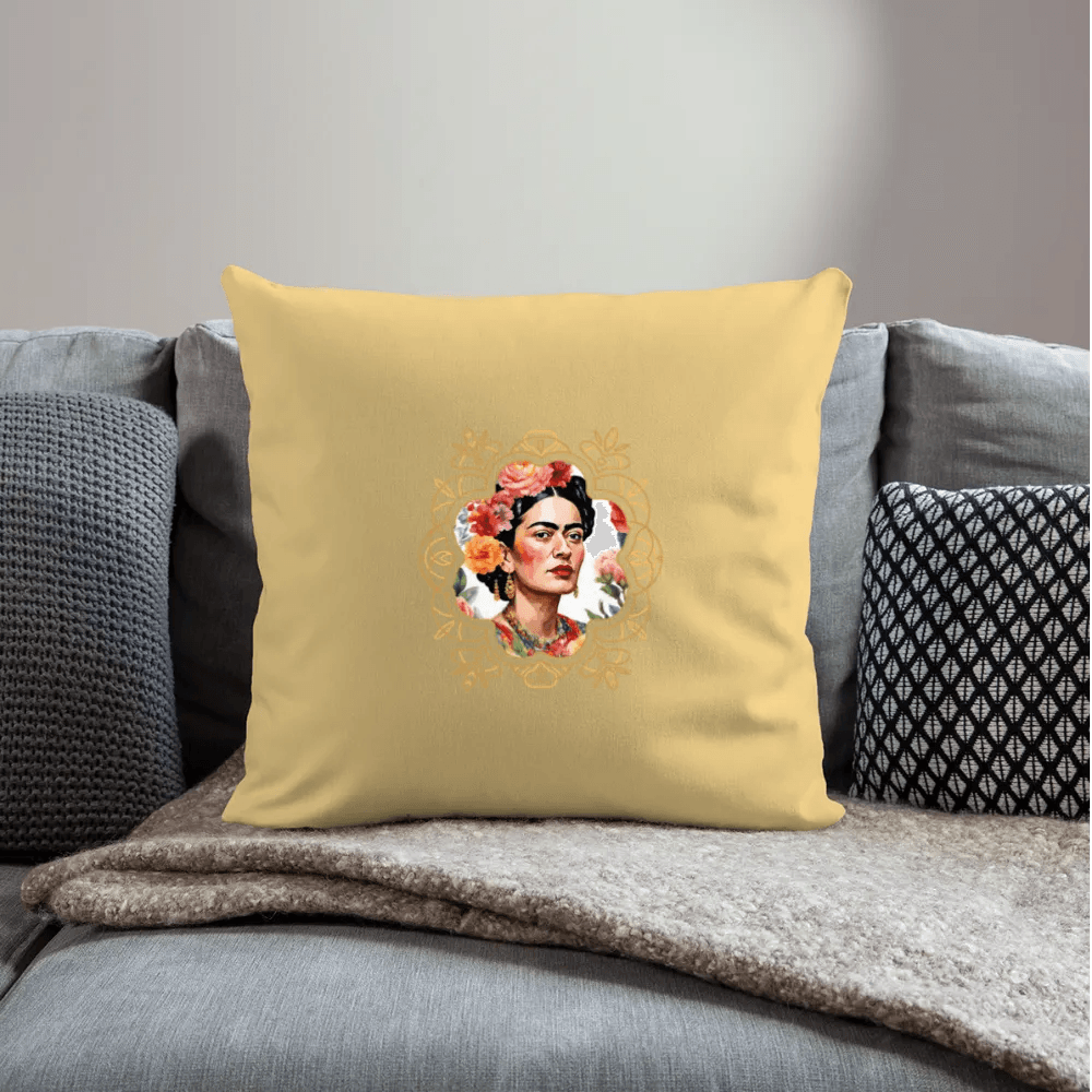 happy-prints.eu - Pesonalisiertes Sofakissen mit Füllung - Frida Kahlo modern interpretiert mit gold - tolle ergänzende Motive in dieser Serie - 44 x 44 cm - viele verschiedene Polsterfarben