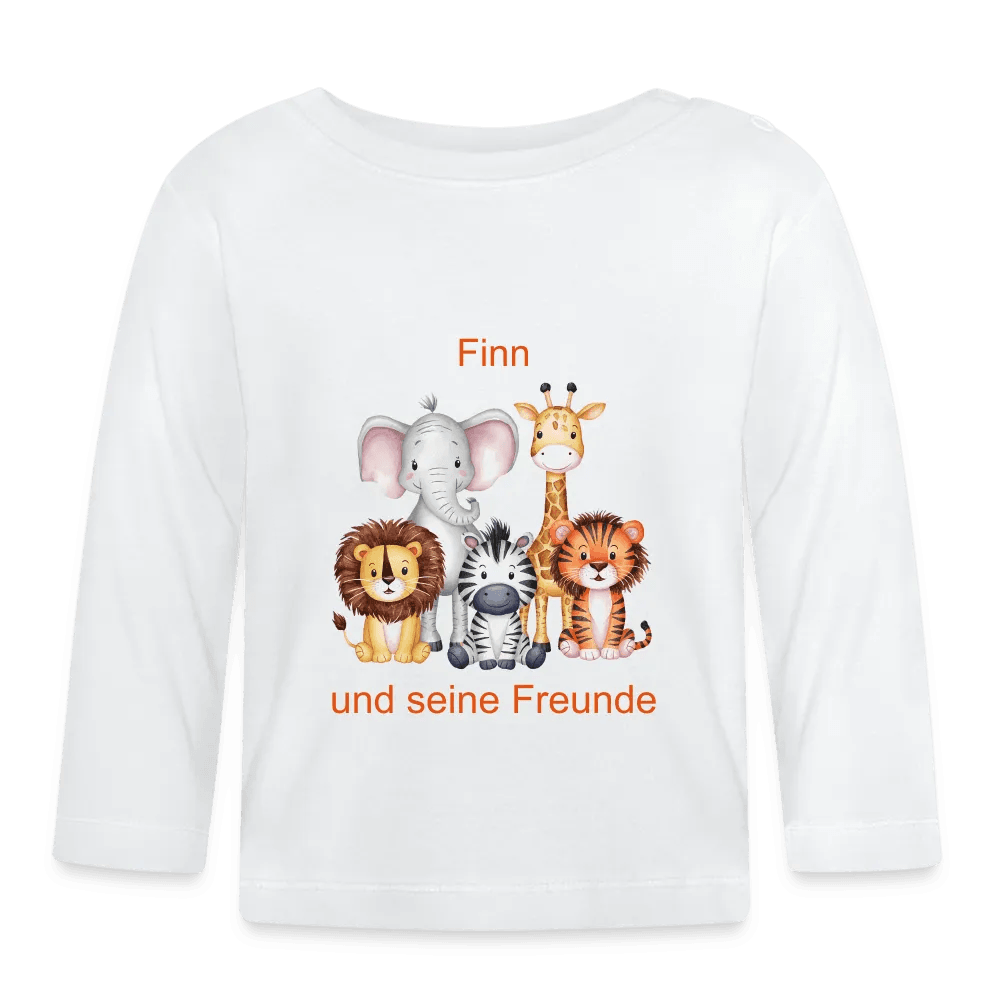happy-prints.eu - Personalisisertes Baby Langarmshirt mit Namen und Tiere - Safari für Mädchen und Jungen - Name und Text änderbar