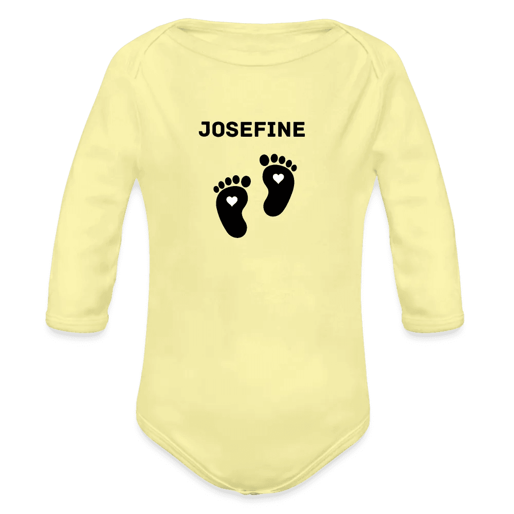 happy-prints.eu - Personalisierter Unisex Baby Bio-Langarm-Body mit variablen Namen - 100% Bio Baumwolle - bis Größe 80 bzw. 12 Monate - in vielen Farben und Größen - Bild, Motiv und Text sind individualisierbar