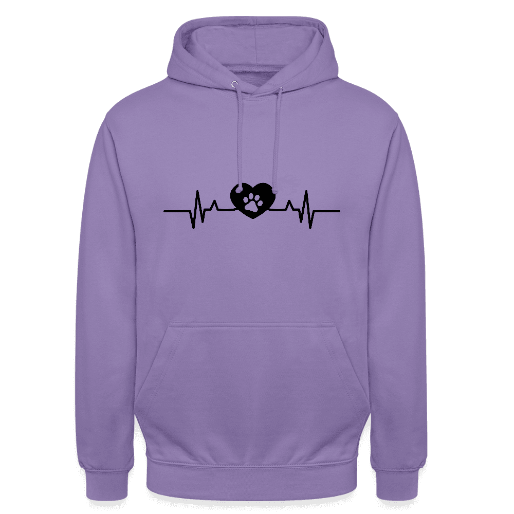 happy-prints.eu - Personalisierter Unisex Hoodie mit Hundepfote in Herz auf Herzschlaglinie - Hearbeat Sweater für Damen und Herren - in vielen Farben und große Größen