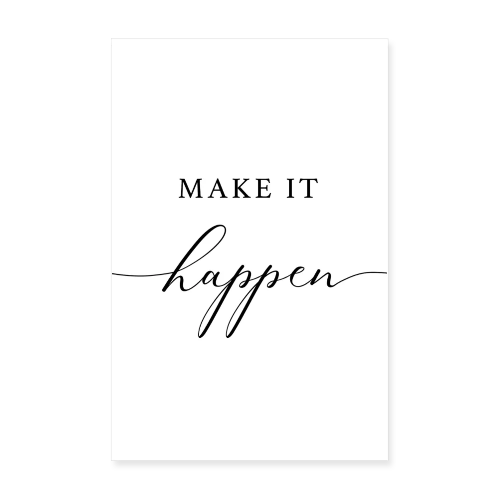 Personalisiertes Poster mit Spruch "Make it happen" - 3er Serie - 20x30 cm - Motiv, Bild, Text und Produkt einfach änderbar - Weiß One size