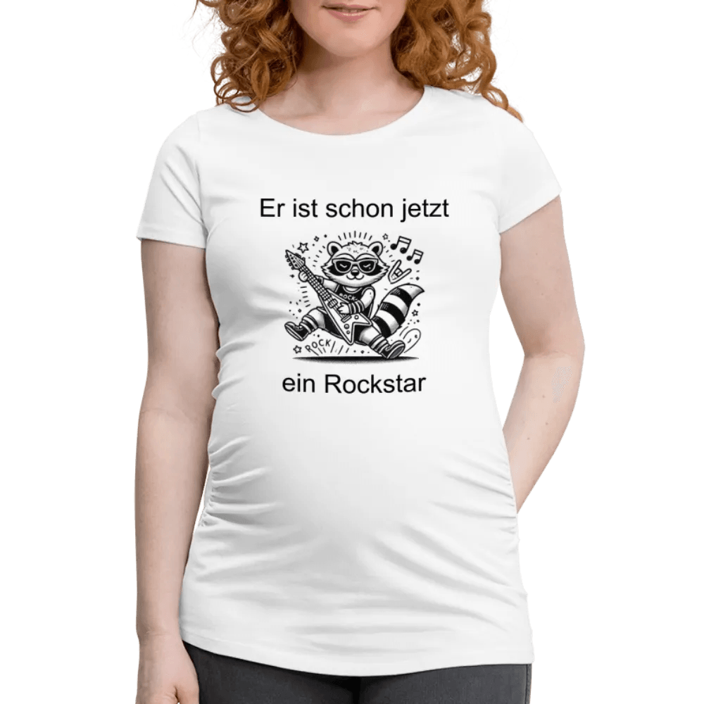 happy-prints.eu - Personalisiertes weißes Schwangerschafts-T-Shirt für Frauen mit lustigem Spruch - Print Shirts für werdende Mama - Motiv und Text individualisierbar - auch in großen Größen für jede Mutter