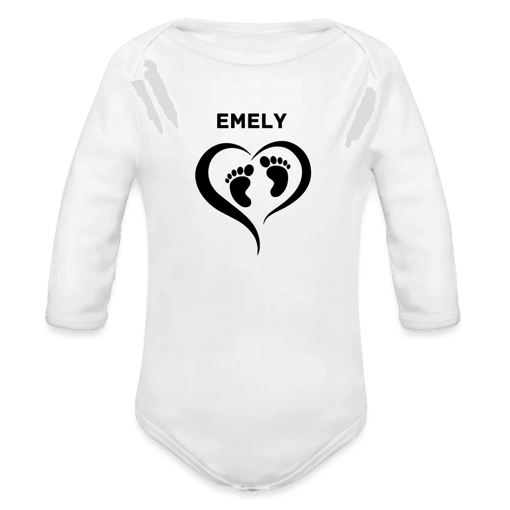 happy-prints.eu - Personalisierter Unisex Baby Bio-Langarm-Body mit änderbarem Namen - 100% Bio Baumwolle - bis Größe 80 bzw. 12 Monate - in vielen Farben und Größen - Bild, Motiv und Text sind individualisierbar