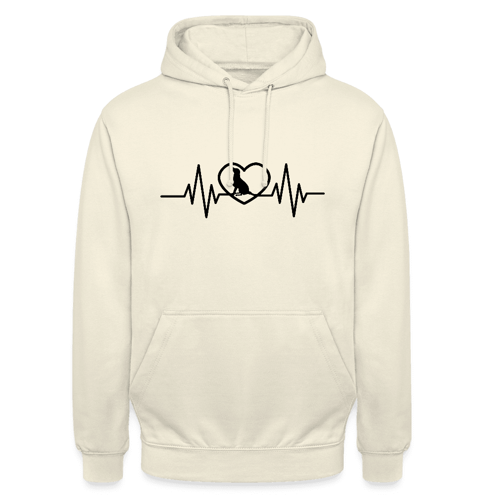 happy-prints.eu - Personalisierbarer Unisex Hoodie mit Herzlinie und Hund in Herz - viele Größen und Farben für Männer und Frauen