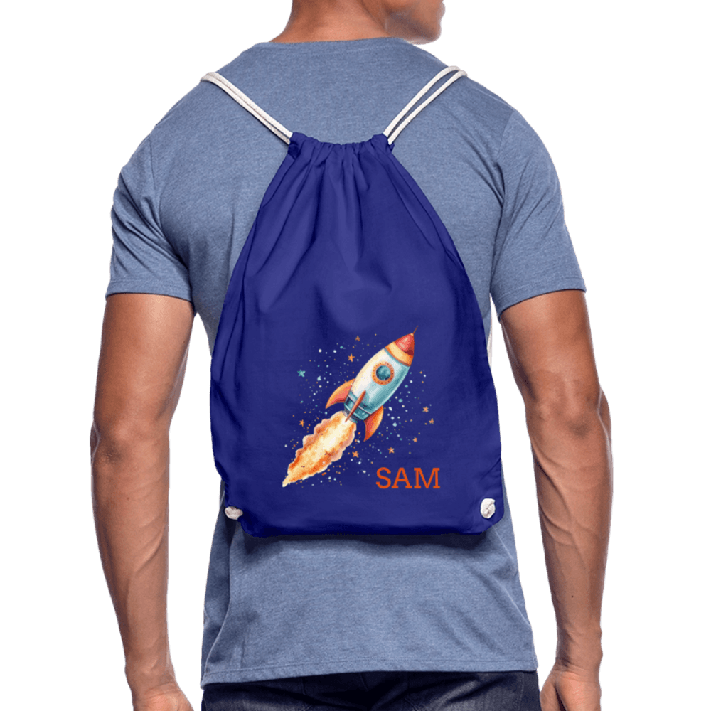 happy-prints.eu - Personalisierte Turnbeutel mit Rakete und Name - Motiv und Text easy änderbar