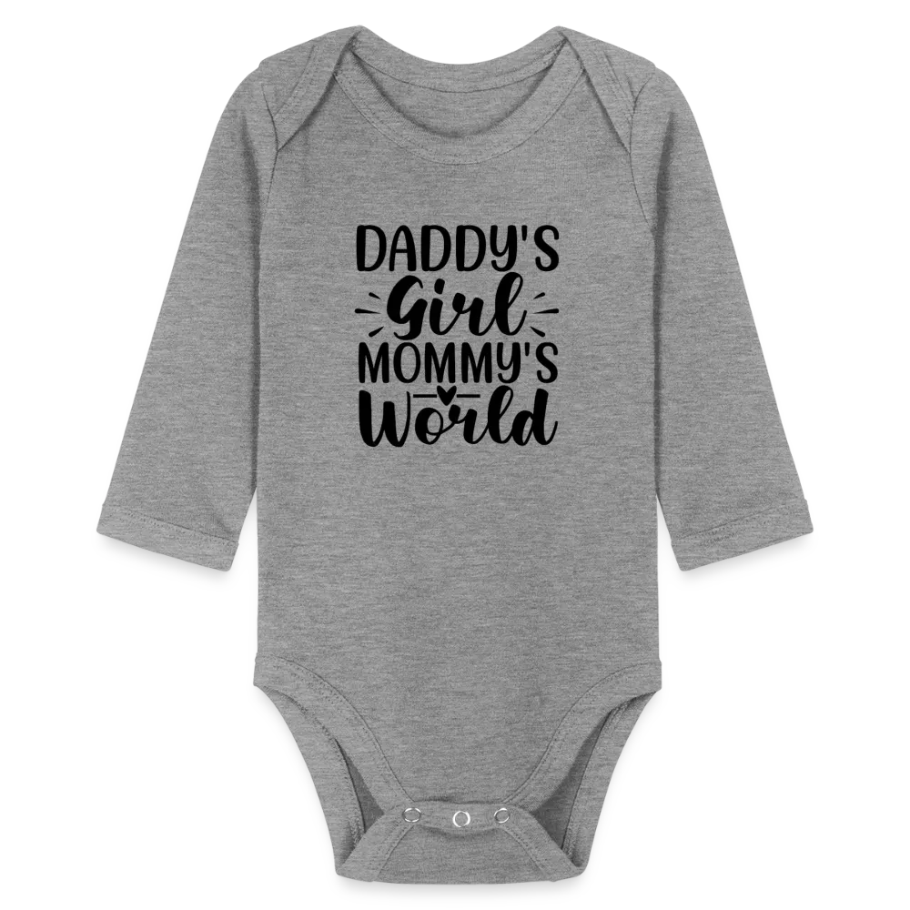 Personalisierter Mädchen Baby Bio-Langarm-Body mit Spruch "Daddy Girl - Mommys World" - 100% Bio Baumwolle - bis Größe 80 bzw. 12 Monate - in vielen Farben und Größen - Bild, Motiv und Text sind individualisierbar -